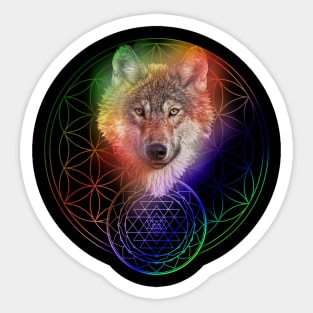 Power Animal Wolf Sri Yantra Mandala Sticker